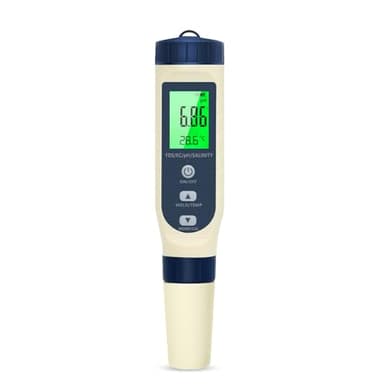 Pious Medidor ph, 5 en 1 PH/TDS/CE/Salinidad/Termómetro con Pantalla LCD, Prueba Automática de Compensación Constante de Temperatura, Medidor de ph de Alta Precisión, Apto para Hidropónica, Piscinas
