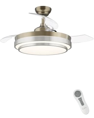CJOY Ventilador de Techo con Luz Regulable, Ventilador de Techo con Luz Lámpara LED 36W Ventilador Invisible con 3 Cuchillas Retráctiles 107 cm, Lampara Ventilador Techo Dormitorio, DC Reversible