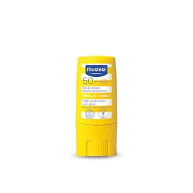 Mustela Stick Solar Spf 50, Cara, Cuerpo, Con Aceite de Aguacate y Vitamina E, Bebés, Niños, Toda la Familia, Apto para Embarazadas - Muy Alta Protección de los Rayos UVB y UVA (Tamaño Viaje 10ml)