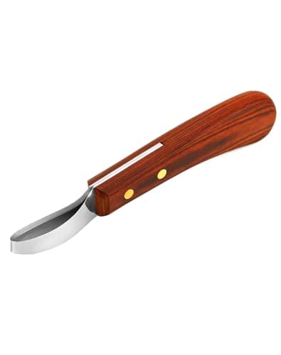 QWORK® Cuchillo para pezuñas de Acero Inoxidable de Primera Calidad con Mango, Cuchillo para bucles, Herramienta para Recortar pezuñas para Caballos