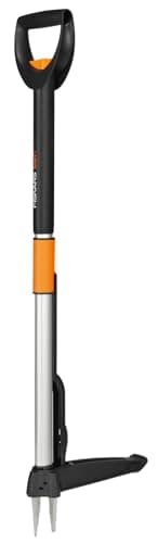 Fiskars Extractor de maleza telescópico, Longitud: 1-1,19 m, Mango de acero inoxidable/Mango de plástico, Negro/Naranja, SmartFit, 1020125