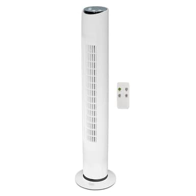 TIENDA EURASIA - Ventilador de Pie con Mando a Distancia | Ventilador Diseño Torre Silencioso | 3 Velocidades | 45W | Temporizador Hasta 3hr | 2 Posiciones Fijo/Rotativo | 20 x 79 cm (Blanco)