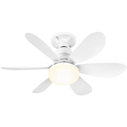 BuzzoXerex Ventilador Techo con Luz y Mando a Distancia, Lampara Ventilador Techo con Ventiladores Silencioso, E27, Regulable en Colores y Velocidades Temporizador 6 Aspas para Interior Dormitorio Sal