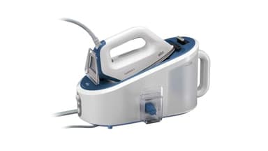 Braun Hogar Carestyle 5 IS5145WH Centro de Planchado, Suela bidireccional eloxal 3D, depósito extraíble 2 L, Golpe de Vapor 400 gr/min, 2400 W, plástico, Blanco y Azul