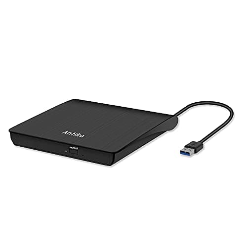 Antika Grabadora de DVD/CD Externa USB 3.0 Portátil Diseño Ultra Delgado, Lector de DVD/CD con Capacidad de Corrección de Errores, Compatible con WIN98/XP/WIN7/WIN8/WIN10/XP/Mac OS 8.6