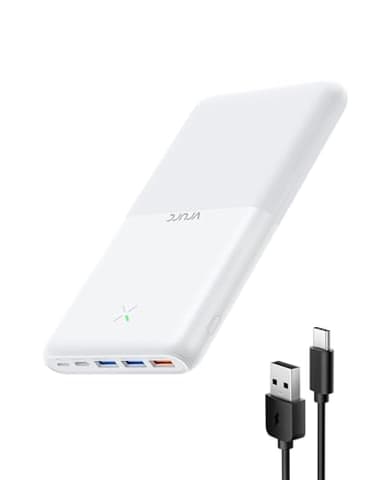 VRURC Power Bank 30000mAh, 22,5W PowerBank USB C Batería Externa para móvil de Carga rápida con 4 Salidas y 3 entradas Cargador portátil Compatible con iPhone, Samsung, Huawei - Blanco