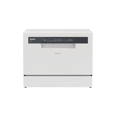 Candy CP 6E51LW Lavavajillas Pequeño y Compacto, 6 Servicios, Digital, 51DBA, 5 Ciclos, Media Carga, Inicio Diferido 3-6-9 horas, Indicador Sal y Abrillantador, Indicador Fin de Ciclo, Blanco