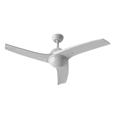 EVVO Ventilador de techo con luz y mando V522, motor DC 26W, silencioso, Ø132cm, 3 aspas, 6 velocidades, temporizador (Modelo: V522 Acabado Blanco)