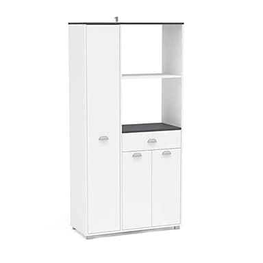 Mobelcenter, Mueble Auxiliar de Cocina 3 Puertas 1 Cajón 2 Huecos, Mueble Alacena de Cocina, Blanco y Gris Grafito, Medidas: Ancho: 90 cm x Fondo: 40 cm x Alto: 180 cm (1397)
