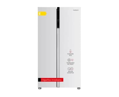 Corberó - Frigorífico Americano 442L | CFSBSH634NFW | No Frost | Inverter | Display en Puerta | Luz LED | 2 Cajones | Función ECO | Estantes de Cristal | Silver Trim | 39 dB | E. Energética E, Blanco