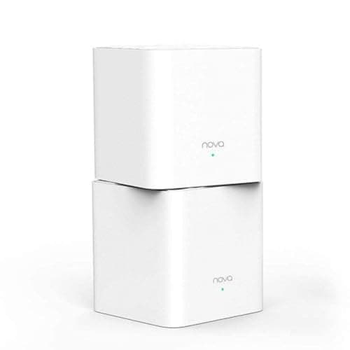 Tenda Nova MW3 (2-Pack) - AC1200 Mesh WiFi, Doble Banda, Cobertura hasta 180m², Funciona con Alexa, puertos 100/10, Mu-MIMO, Control Parental, Plug and Play, Compatible con la mayoría de proveedores