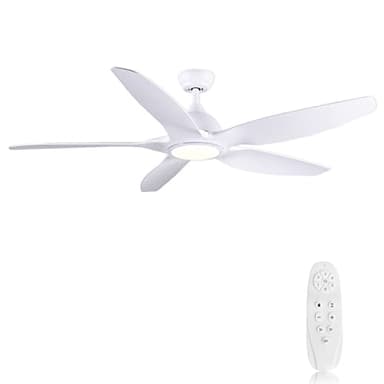 Newday Ventilador de Techo con Luz y Mando a Distancia, 153cm Ventilador de Techo 5 aspas Grande, Ventilador de Techo Silencioso Blanco con Motor DC, LED Dimmer Para Sala de estar del Dormitorio