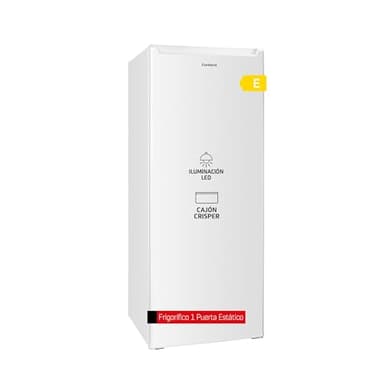 Corberó - Frigorífico 1 Puerta | Capacidad 242L | CCLH14324W | Luz Interior | Crisper | Estantes de Cristal | Puerta Reversible | Ruedas Fácil Manejo | Patas Niveladoras | 40 Db | Clase E, Blanco