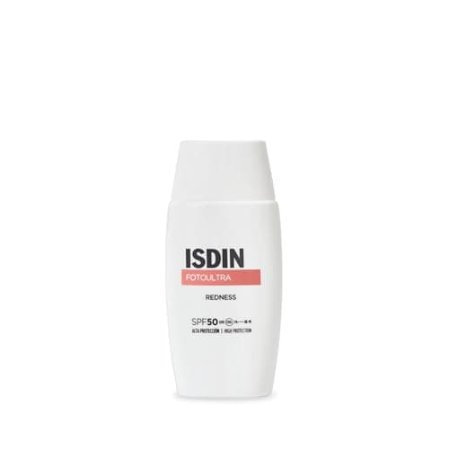 ISDIN Fotoultra Redness SPF 50, Protector Solar Facial de Textura Fluida para Piel Sensible con Alta Protección UV SPF 50, PA++++ y HE-VL que Corrige y Ayuda a Prevenir Rojeces de la Piel