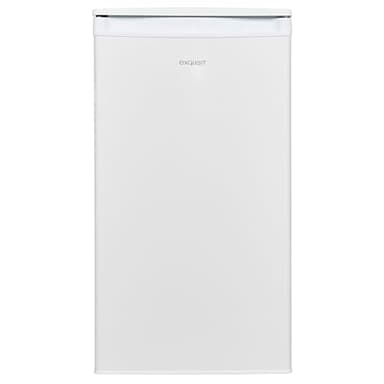 Exquisit® Frigorífico Table Top, 75L, Clase E, Color Blanco, Estantes de Cristal, Puerta Reversible, Tiradores Integrados, Cajón Verdulero, Consumo 84 kWh/año, Medidas 84,3x45x45.4 Cm.