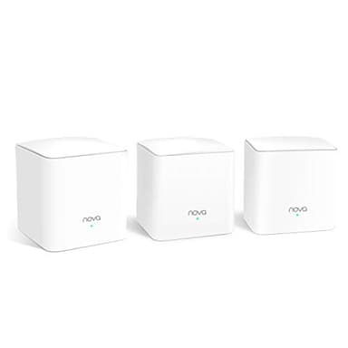 Tenda Nova MW5G Mejor Sistema WiFi Mesh, Gigabit Router (AC1200 Doble Banda Cobertura hasta 300m², 2 * 1000Mbps Puertos, hasta 80 Dispositivos, Compatible con Alexa, Control Parental, Blanco, 3 Hubs)