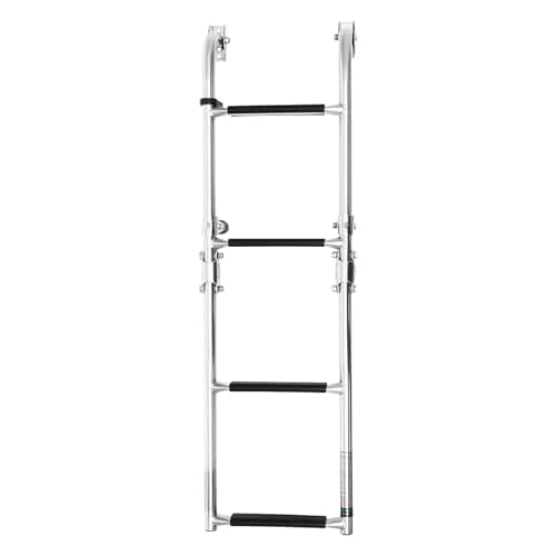 Escalera de piscina de acero inoxidable, escalera plegable para barco y yate, escalera de entrada con capacidad para 300 libras, escalera plegable de 4 peldaños, 23,5 x 9,153 x 86,5 cm