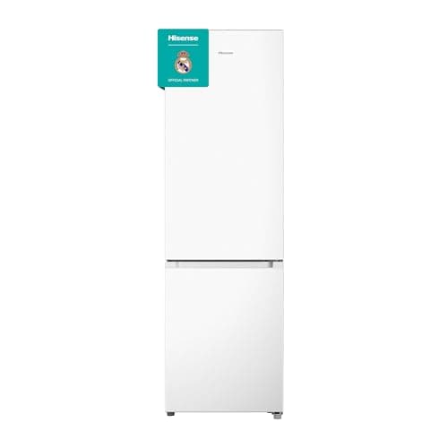 Hisense RB343D4CWE - Frigoríficos Combi, 269L, Clase E, An 55cm x Al 180cm, Apertura de Puertas 90º, Puerta Reversible, Cajón Frutas y Verduras, Iluminación Led, Balconera de Gran Capacidad, Blanco