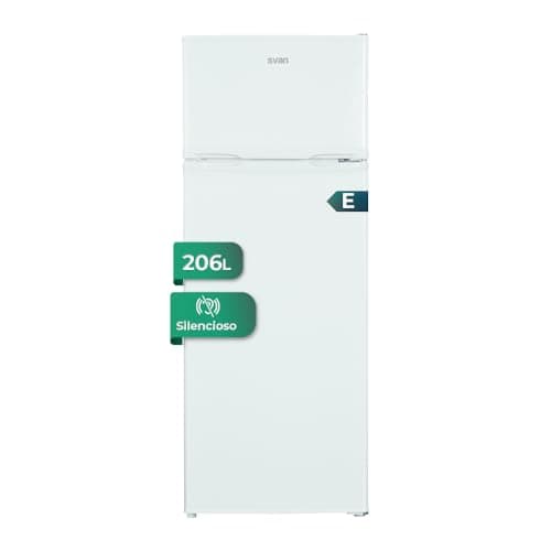 SVAN Frigorífico Combi 2 Puertas Blanco SF145501E. Capacidad 206 Litros, Puerta Reversible, Bajo Nivel Sonoro, Eficiencia Energética Clase E
