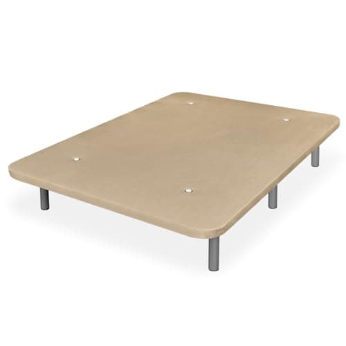 Somnia Descanso - Base Tapizada 3D Extra Resistente con Gran Estabilidad y 5 Barras Transversales + 6 Patas metálicas roscadas de 25cm, 150 x 190, Beige
