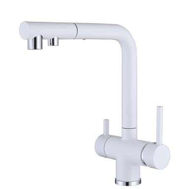 Grifo de Cocina Osmosis 3 Vias Extraible Giratorio 2 Modos Multifunción Grifo Cocina 3 Vias-Blanco