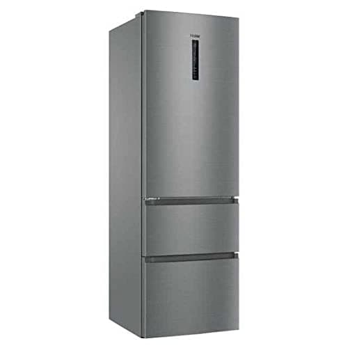 Haier 3D 60 Series 3 HTR3619ENMN - Frigorífico Combi, Cajones Direct Access en el Congelador, Motor Inverter, Total No Frost, 348 L, Iluminación LED, Clase E, Inox, Ancho: 60 cm, Alto: 190 cm