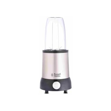 Russell Hobbs Batidora de Vaso Individual NutriBoost - Mini Batidora para Smoothie, Zumos y Batidos, Cuchilla Cuatro Puntas, 15 Piezas, 3 Vasos 700 ml, 2 Vasos 350 ml, Acero Inox. - 23180-56
