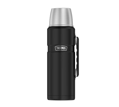 THERMOS Termo King de acero inoxidable, negro de 1,2 l, termo con vaso para beber 4003.232.120, apto para lavavajillas, se mantiene caliente 24 horas frío durante 24 horas, sin BPA