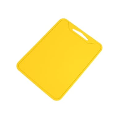 Tabla de cortar de silicona gruesa portátil, tabla de cortar de silicona flexible, de doble cara para cortar jugo de rascar con mesa de fácil agarre, juego de cena para 4 redondos (amarillo, A)