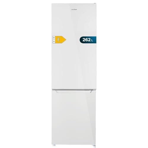 Cecotec Frigorífico Combi 2 Puertas de 262 Litros Bolero CoolMarket Combi 262 White E. 176 cm de Alto y 54 cm de Ancho, Bajo Consumo, LED Interior, Bandejas de Cristal y Control Electrónico