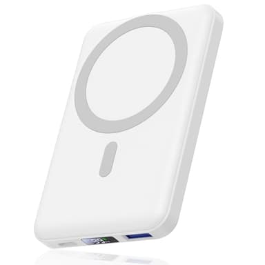 Power Bank 10000mAh, Cargador Magnético Inalámbrico Portátil, AOGUERBE Wireless PD 22.5W Carga Rápida Batería Externa mag-Safe Compatible con Pantalla LED USB-C para iPhone 14/13/12/ Pro/Mini/Pro MAX