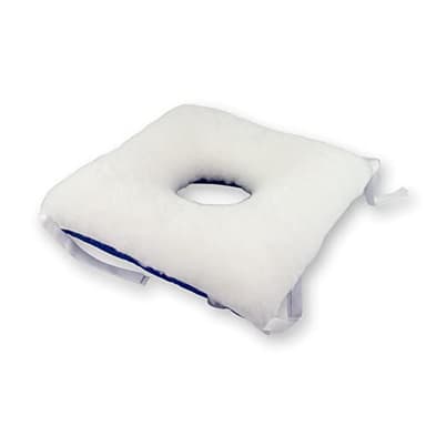 Mobiclinic®, Cojín antiescaras, 40x38 cm, para coxis, Marca española, Cuadrado, con Agujero, Silla, Sofá, De Ruedas, Prevención úlceras por presión, Hemorroides, Color Blanco