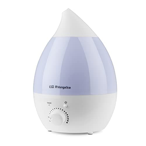 Orbegozo HU 2013 - Humidificador, luces de 7 colores, 1,3 L de capacidad, proyecta vapor frío, área de acción 20 m2, bandeja para aceite aromático, caudal de vapor regulable, 18 W, Color Azul