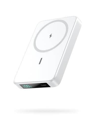 HETP Power Bank Magnético, 10800mAh Bateria Externa Inalámbrico, PD 20W USB-C Entrada/Salida Carga Rapida Cargador Portátil con Pantalla LED Compatible con Magsafe iPhone 16/15/14/13/12 Serie - Blanco