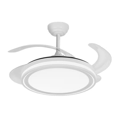 Ecoiluminaled Fabrilamp Ventilador Dc Bandido 59w Blanco 4aspas 107d 5900lm 3500-4000-6500k Remoto Y Temporizador