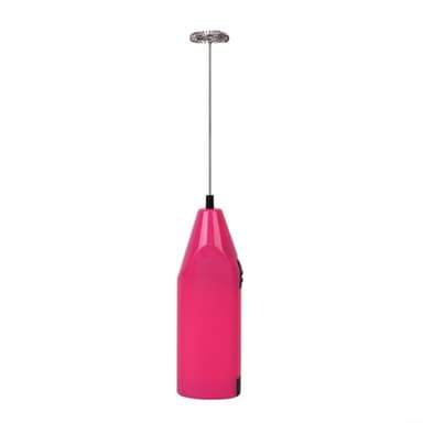 Batidor de mano que funciona con pilas, ideal para mezclar huevos y espumar leche rápidamente en casa (rosa)