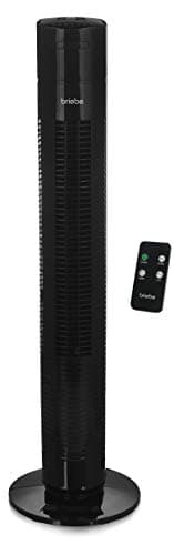 briebe TFN123015 Ventilador de Torre Silencioso con Mando a Distancia, Temporizador, oscilante, 3 Velocidades, 80cm, Negro