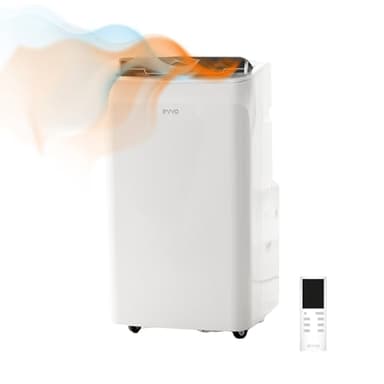EVVO Aire Acondicionado Portatil Frío y Calor, Clase A, 12.000 BTU, Control Remoto y Temporizador 24h, 4 en 1, Deshumidificador, Ventilación, Hasta 26 m2. (Modelo: CLIMA P12 Frio y Calor)