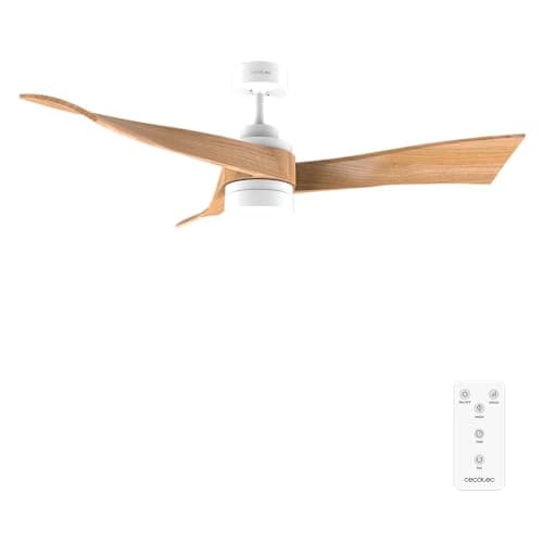Cecotec Ventilador de Techo con Luz EnergySilence Aero 5280 LightWood. 40W, Diámetro 52", Motor DC, Mando a distancia, Luz LED de 18W, Temporizador programable, Modo winter-summer