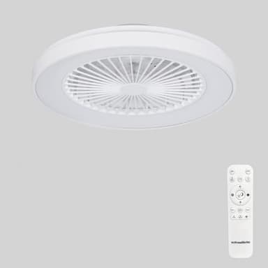 activeallbrite Blanco Ventilador de Techo, Motor DC 20W, Velocidad del Viento ajustable con Control Remoto, Adecuado Dormitorio, Habitación infantil.