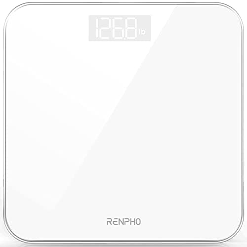 Báscula De Baño Digital RENPHO, Báscula De Peso Corporal De Alta Precisión Con Pantalla Iluminada, Graduación de 0,1 lb (50 g) precisión, Tecnología Step-On, 180kg/400lb, Blanco, Core 1S