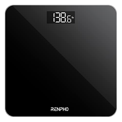 RENPHO Bascula de Baño Electrónica, Bascula Digital con Pantalla LED, Báscula Para Peso Corporal de Alta Precisión, Peso Máximo de 180 kg, Tecnología Step-On, Diseño Fino, Negro