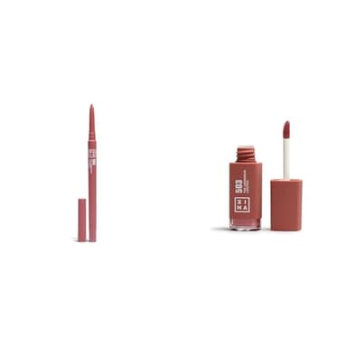 3INA MAKEUP - The Automatic Lip Pencil 503 + The Longwear Lipstick 503 - Perfilador de Labios Nude Retráctil Waterproof + Labial Líquido Nude con Acido Hialurónico - Vegan - Cruelty Free
