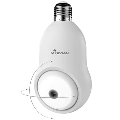 NIVIAN Cámara de vigilancia WiFi Tipo Bombilla 2K-Movimiento 360º con Audio, Reconocimiento y Seguimiento de Humanos-Visión Nocturna, Compatible con Alexa, Google Home, Tuya App (Cámara WiFi)