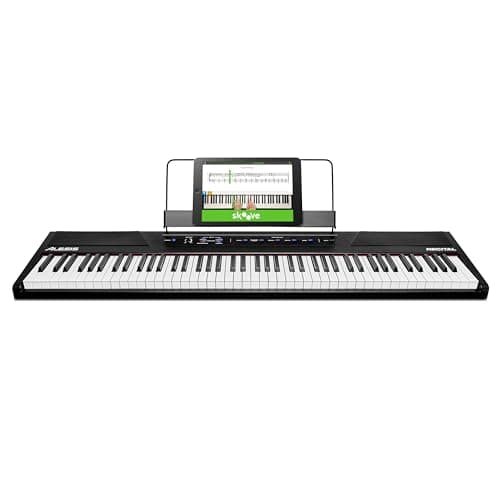 Alesis Recital Piano Eléctrico 88 Teclas Semi Contrapesadas con Altavoces, Lecciones de Piano, Metrónomo y 5 Kits de Sonidos - Negro