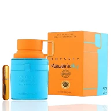 Perfume Odyssey Mandarin Sky (Original)100ML, Perfume Árabe de Larga Duración,Fragancia Cítrica-Amaderada con Toques Exóticos y Sensuales+ REGALO Atomizador 5ML DRIKANBEST
