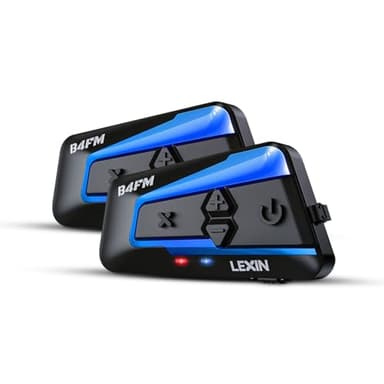 LEXIN 2X B4FM Intercomunicador Casco Moto Bluetooth, Manos Libres Moto 1-10 Motoristas, Sistema Comunicación con Compartir Música Radio FM, Auriculares para Motocicleta/ATV