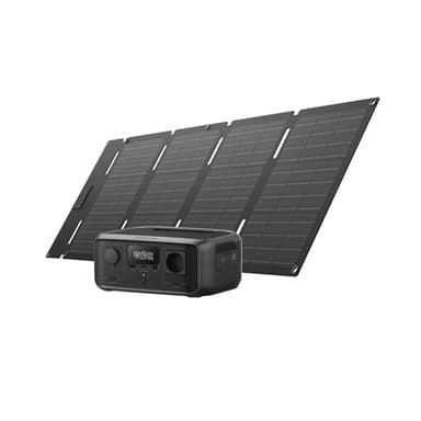 Estación de energía portátil EF EcoFlow RIVER 3 con panel solar 45 W, batería LFP 245 Wh, salida 600 W, eficiencia con GaN que duplica la duración, SAI en <20 ms, generador solar un 30% más compacto