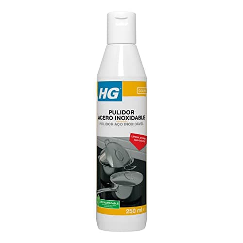 HG Limpiador para Acero Inoxidable, Abrillanta y Protege, Utensilios de Cocina y Superficies Metálicas, Evita la Reaparición de Suciedad - 250 ml