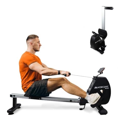 Mobiclinic® Fitness, Maquina de Remo, Rowfit, 8 Niveles Resistencia, Silencioso, Magnética, Monitor LCD, Soporte para móvil, hasta 120 kg, Volante inercia 6kg, Gym en casa